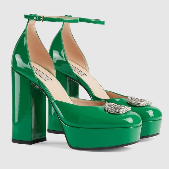 Gucci Vernice Crystal Double G Platform Pumps 36.5 PRICE IS FIRM - Picture 1 of 11